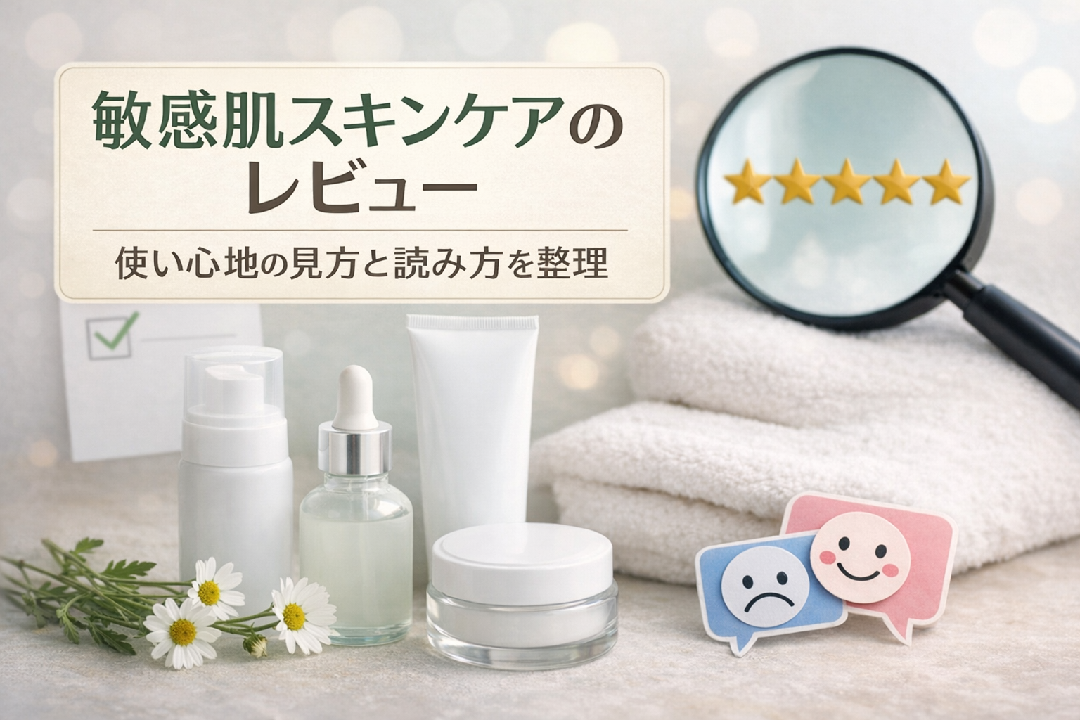 敏感肌スキンケアのレビューはどう読む？｜口コミで迷いすぎない見方